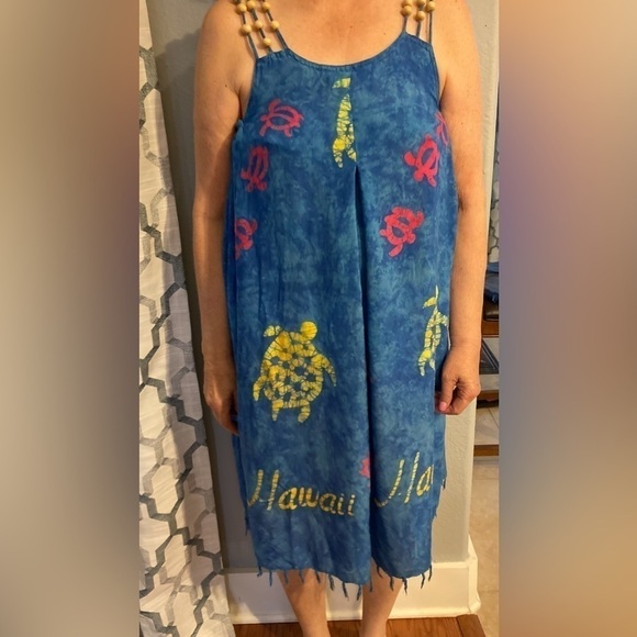 Kisses and hugs dress Size Large Swim Cover Beaded straps Hawaii Turtles - Picture 10 of 10